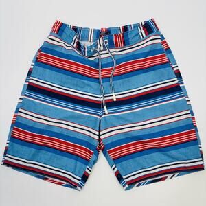 Johnnie O Swim Suit Trunks Men’s Medium M Multicolor Stripe Lined Pockets Board